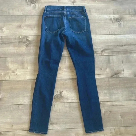 FRAME Le Skinny De Jeanne Distressed Skinny Jeans in Walgrove Blue Size 25 - Picture 8 of 9